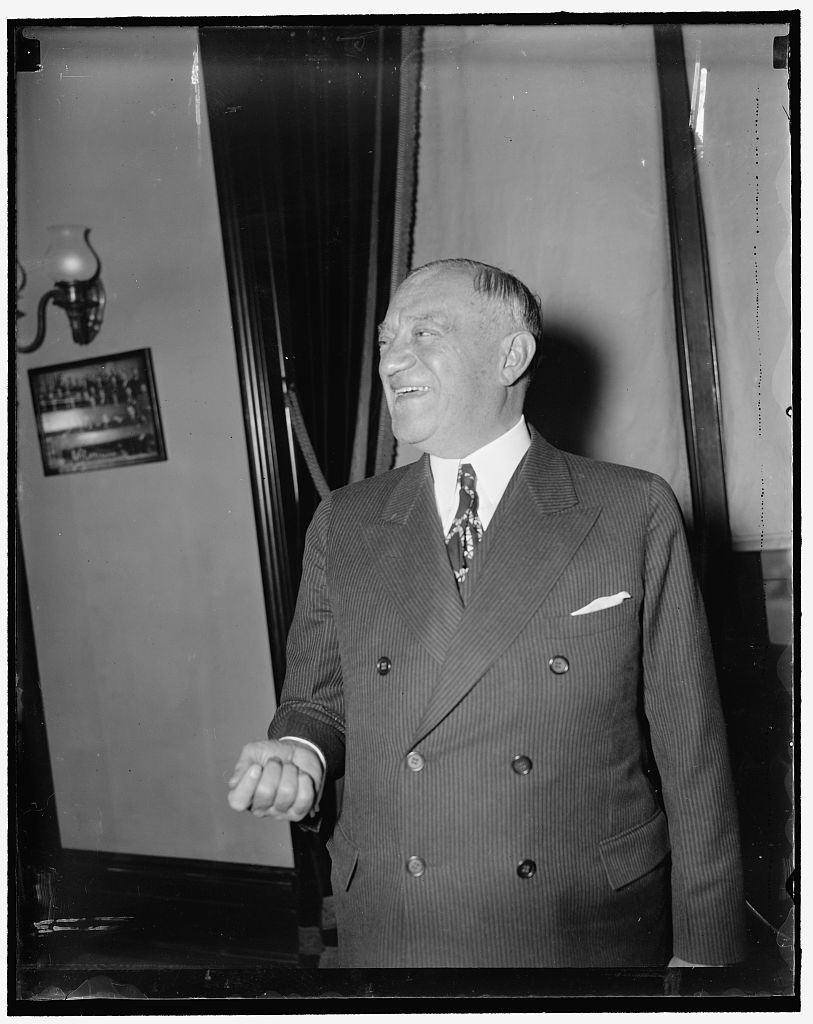 Senator Robert F. Wagner standing outside the United States Supreme Court in 1937.